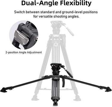 Штатив відео Cayer FA310H з моноподом K10 та рідкосильним кріпленням - швидкозатискачі ніг, швидке регулювання, вантажопідйомність 10 кг, алюміній, 2 швидкознімні пластини, ручка для переноски - для DSLR, бездзеркальних камер, відеокамер