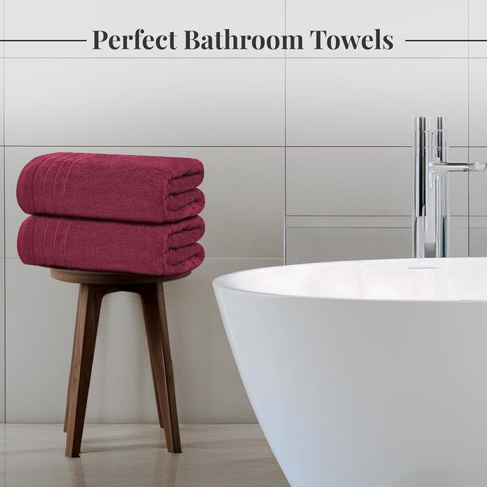 Набір рушників Tens Towels з 100% бавовни, 8 предметів: 2 великі банні рушники, 2 рушники для рук та 4 серветки, гігроскопічні та швидкосохнучі, колір бордовий