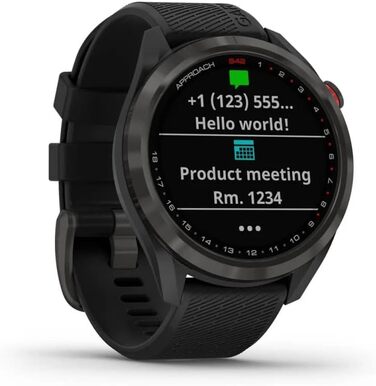 Годинник GPS Garmin S42 для гольфу, дорослий, унісекс, сірий титан/чорний, 43,4 x 43,4 x 11,7 мм