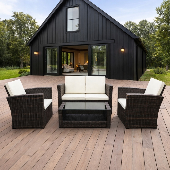 Комплект садових меблів GARDENOVE з техноротанга, коричневий, 4 предмети