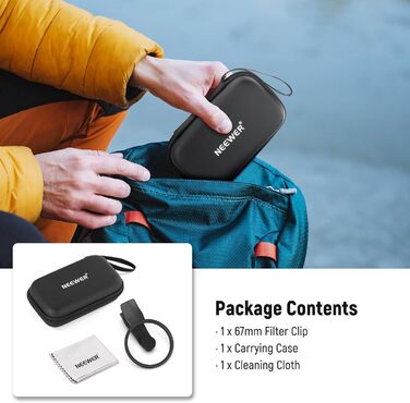 NEEWER 67mm Кліп-он CPL фільтр для смартфонів: поляризаційний фільтр для об'єктивів, сумісний з Samsung Galaxy S25 Ultra, Google Pixel, Huawei, Xiaomi