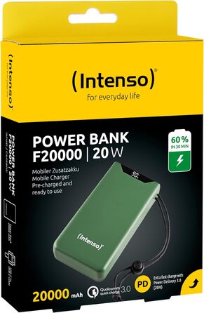Power Bank Intenso F10000: 10000mAh, USB-C, USB-A, 20W PD, 18W QC, Жовтий