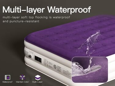 Надувна ліжко ChillSun для 1 особи з вбудованим насосом, 190x100x40 см. Самостійно надувна кемпінгова матрац для дому, гостьової кімнати та подорожей (41 см Queen)