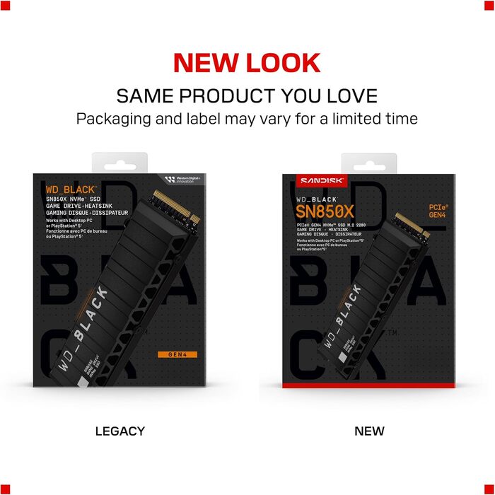 SSD накопичувач WD_BLACK SN850X 4TB PCIe Gen4 з радіатором | NVMe, 7300 МБ/с, 6300 МБ/с