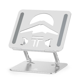 Підставка для ноутбука Ergonomic з алюмінію, регульована по висоті та складна, стабільна та з неслизьким покриттям, покращена вентиляція, сумісна з MacBook (до 15,6 дюймів), срібна