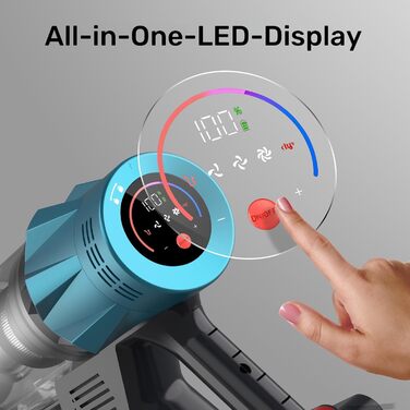 Bergxperten Orizom: Акумуляторний пилосос з автоматичним визначенням забруднення | 60 хв роботи | Без мішка | Для килимів, твердих поверхонь та шерсті тварин | 550 Вт | Колір: блакитний