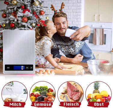 Кухонні ваги електронні - Digitalwaage до 15 кг з точністю 1 г | g/kg/lb:oz/ml/fl'oz | TYPE-C/Акумулятор | Ваги для кухні