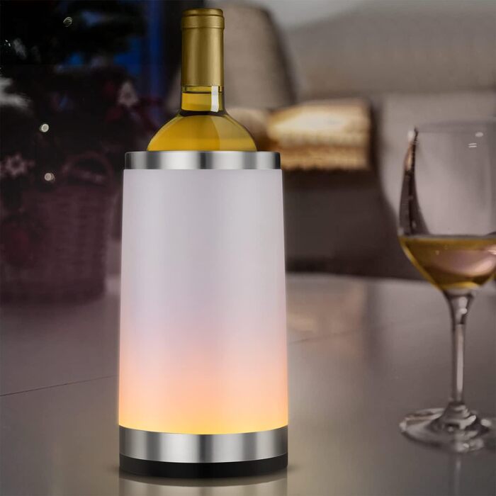 Elrigs Wine Cooler with Ambient RGB Touch Lamp | Bottle Cooler with 2 Cooling Pads for 750ml Champagne/Wine | Ideal as a Wine Gift for Women/Men | Wine Accessory for Party/Dinner