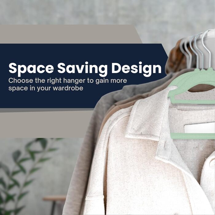 Набір плечиків для одягу з оксамиту, 50 шт., м'ятно-зелені. Плечики для одягу з антиковзаючим покриттям, з органайзером для краваток, обертаються.