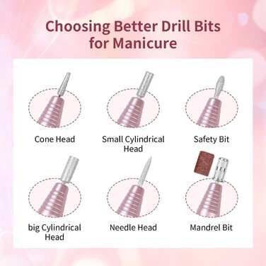 Електричний фрезер для нігтів JODSONE 6 в 1: професійний набір для манікюру та педикюру (акрил, гель)