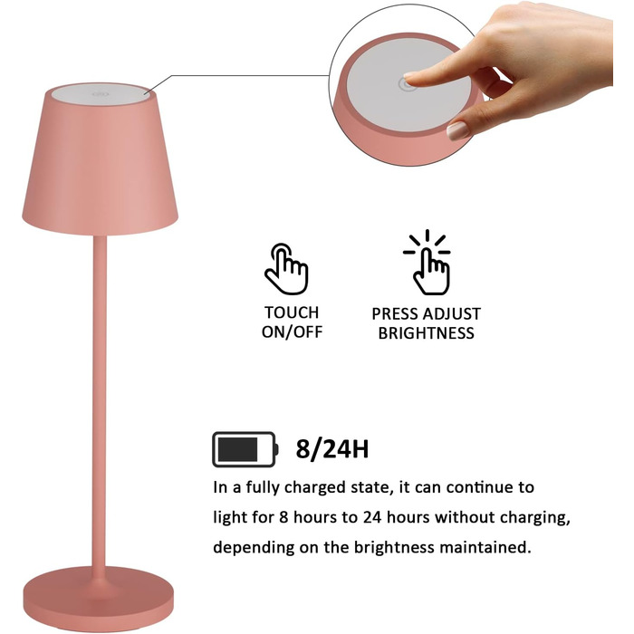 LED настільна лампа K-Bright з димуванням, акумуляторна, для дому та вулиці | Тепле світло | USB-зарядка | 1 шт. (Помаранчевий)