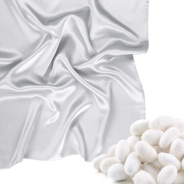 PiccoCasa Seide Pillowcase 80x80 100% Silk Pillowcase 22 Momme Pillow Cover Hair and Skin Care with Zipper & Gift Box Silver Gray 80x80cm