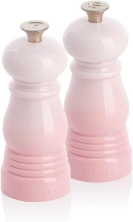 Le Creuset Mini Mill Set, Salt and Pepper Mills, ABS Plastic, Each 5 x 5 x 12.1 cm, Ceramic Grinder, Shell Pink, 44900117770000