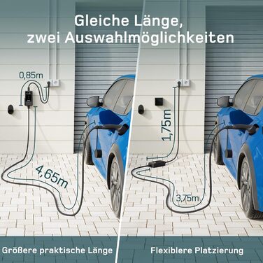 Кабель для зарядки електромобіля Type 2 Schuko 3,7kW (6-16A, 1-фазний) з LCD-дисплеєм, 5,5м, чорний