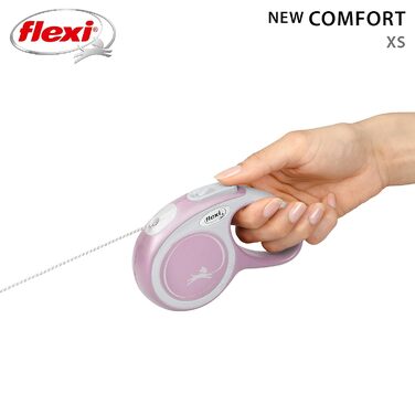 Розтягуваний поводок для собак Flexi з м'якою ручкою, різні довжини (3 м, 5 м, 8 м), для собак вагою до 20 кг, колір рожевий