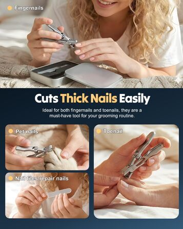 Набір для манікюру (ножиці для нігтів) Edelstahl 2026 – для чоловіків та жінок, для товстих нігтів, з пилкою, сріблястий