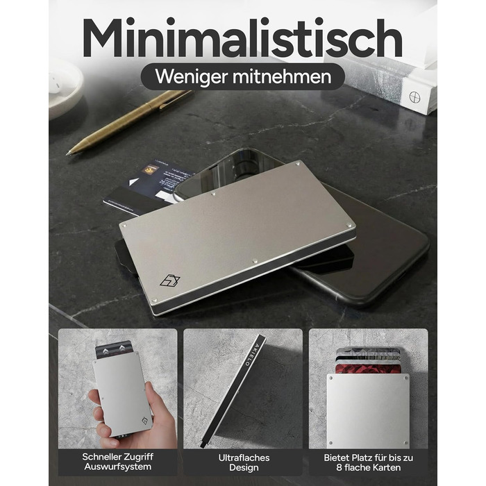 Кластинка для карток з RFID захистом та подарунковою коробкою – Мінімалістичний гаманець для чоловіків – Компактний картхолдер з безконтактним захистом (Alpha Collection) 05. Срібний випуск