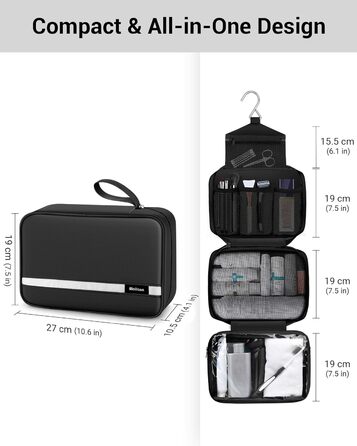 Чоловіча/жіноча косметичка Maliton для подорожей з 4 відділеннями (водостійка, компактна)