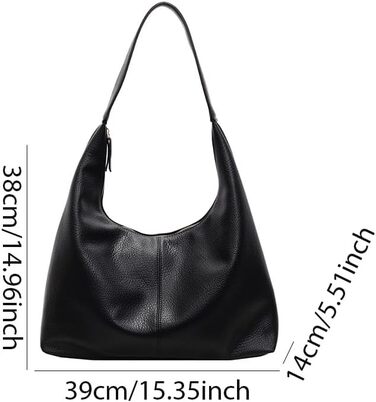 Сумка жіноча GSenhui Hobo з м'якої екошкіри чорного кольору – вінтажна сумка-тоут на плече