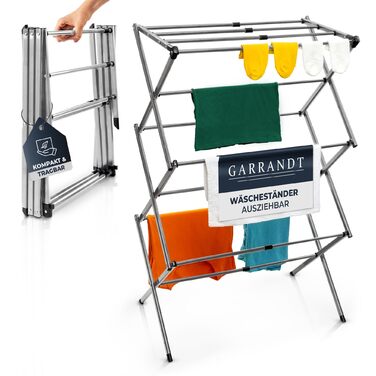 Сушарка для білизни складана, міцна, 6 рівнів, чорна (Сірий Маямі) - компактна сушарка для балкона