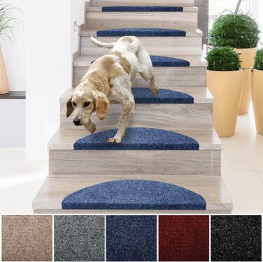 Сходинкові килимки Casa Pura Textilfaser - 15 шт. Самоклеючі, для внутрішнього використання, Leipzig, напівкруглі