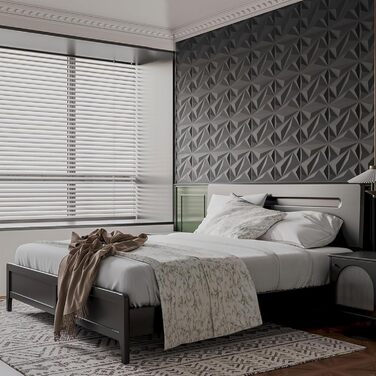 3D панелі для стін та стелі ПВХ чорні, декоративні стінові панелі для геймерської зони, вітальні та спальні, 12 шт.