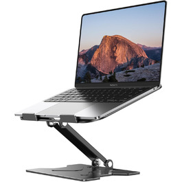 Adjustable Laptop Stand for Desk - Portable Aluminum Laptop Riser, Foldable, Fits HP 10-16 Inch Laptops, Black