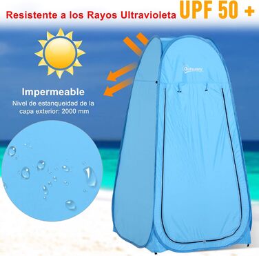 Намет для душу та туалету Outsunny, водонепроникний, для кемпінгу, 100x100x185 см, блакитний