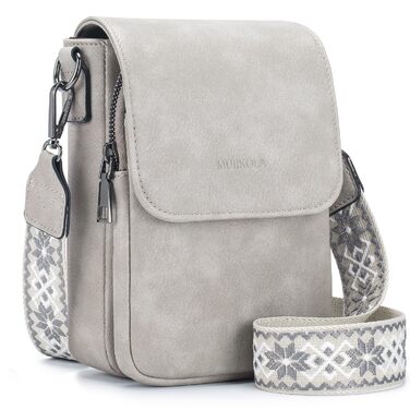 Сумка-органайзер на шию MUIIKOLA з RFID-захистом для смартфонів, веганська шкіра, сіро-бежевий колір
