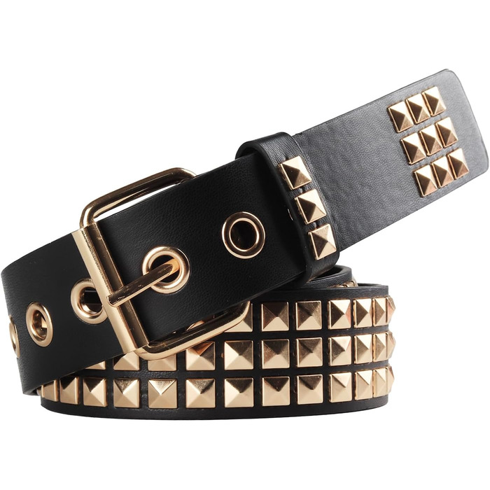 Металевий ремінь з пірсингом у стилі панк-рок для жінок та чоловіків, чорний