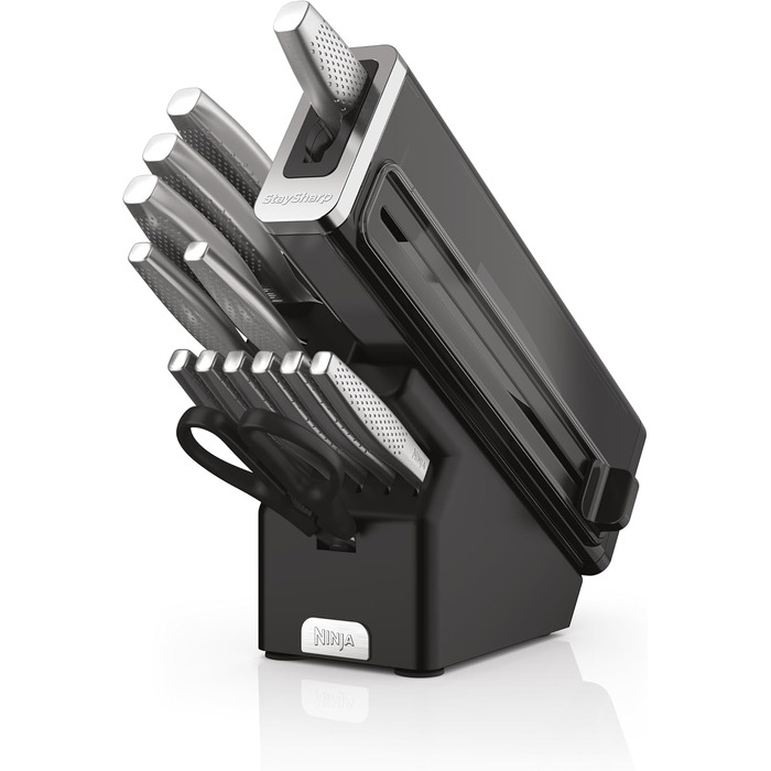 Набір ножів Ninja Foodi StaySharp Deluxe, 14 предметів з точилкою, K32014EUUK, з дерев'яною ручкою