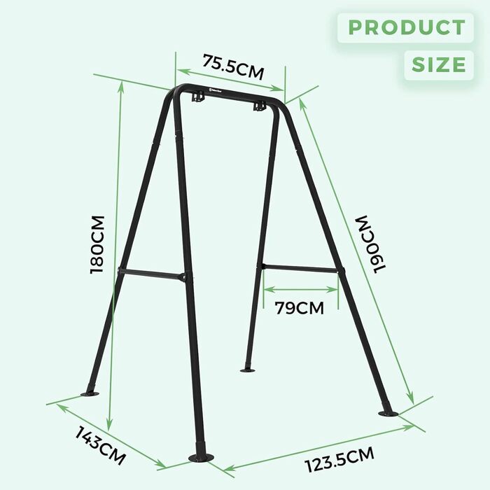Hammock Stand, Hanging Chair Stand, Maximum Load 150 kg, Hammock Stand, for Indoor or Outdoor Use, with Stand (black)