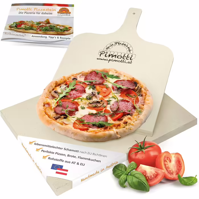 PIMOTTI Pizza Stone 2.5cm Pizza Stone for Oven, Baking Stone made of Schamotte, Rectangular Pizza Stone for Oven, Pizza Stone Plate for Oven, Pizza Stone Grill, Pizza Stone Gas Grill