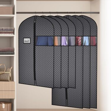 Чохол для костюмів Univivi 10 шт. 101.6 см, тканинний, для зберігання в шафі та подорожей, з вікном та кишенею для ідентифікації, чорний