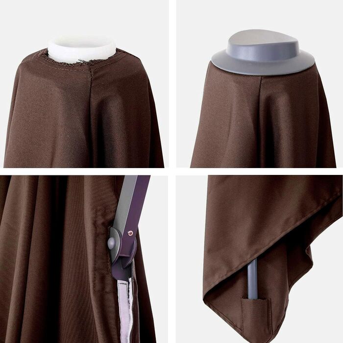 Mendler Replacement Canopy for Luxury Gazebo Awning HWC-A96, Parasol Cover Replacement Cover, 3x3m (Ø4.24m) Polyester 2.7kg - brown