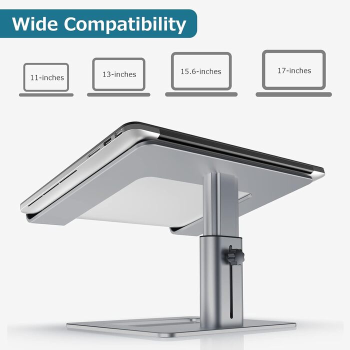 Підставка для ноутбука GOKEDA, регульована, ергономічна, з алюмінію, сумісна з MacBook, Dell, HP, Lenovo, Samsung (11-17 дюймів), сіра