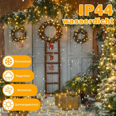 Ланцюжок прикрас Ollny 20м, 200 LED, з пультом та таймером, 8 режимів, IP44, теплий білий