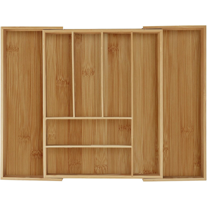 Relaxdays Cutlery Box Bamboo, Extendable, Cutlery Insert for Drawers, Drawer Insert HBT 6.5x57.5x43 cm, natural