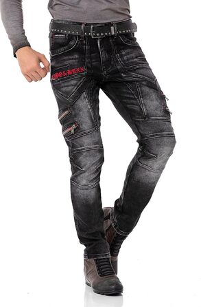 Чоловічі джинси Cipo & Baxx Destroyed | Розмір 40W/32L, Чорні | Модний стиль Biker