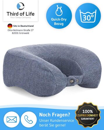 Neck Pillow Airplane ANDAR QuickDry, Ergonomic Travel Pillow, Neck Roll with Quick-Drying Cover, Neck Support Pillow with Memory Foam Against Neck Pain, Travel Pillow for Car