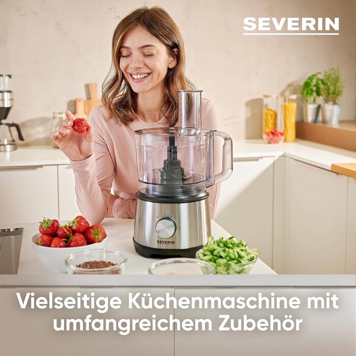 SEVERIN Multifunctional Food Processor for kneading, mixing, grating, shredding, grinding, and more. Food processor with extensive accessories, high-quality multi-grinder, KM 3892 Multifunction: kneading, mixing, grating, shredding, grinding, and more.