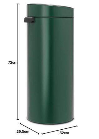 Сміттєве відро Brabantia Touch Bin New, 40 л, нержавіюча сталь, 32.8 x 48.3 см, колір Pine Green