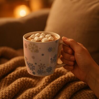 4 чашки для кави Com-Four® з кераміки, 250 мл, святковий дизайн (червоний/сірий/зелений/синій)