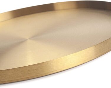 DOKOT Round Stainless Steel Serving Tray Gold, Jewelry and Makeup Organizer/Candle Tray Gold (32 cm)