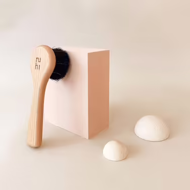 RUHI Monastery Brush Face/Copper Brush/Face Brush Copper, natural bristles & plastic-free for dry brushing massage/made in DE/Ionic Dry Brush Face/FSC-certified beechwood