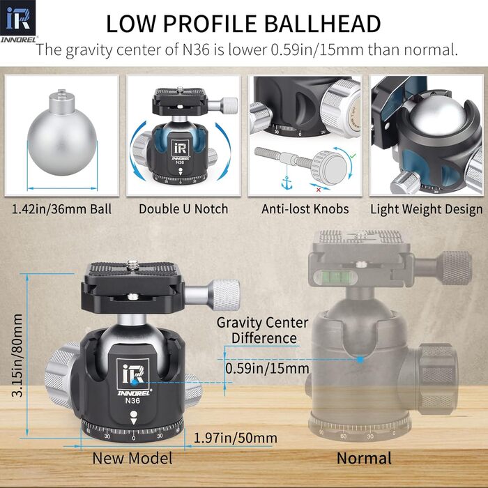 Професійний компактний карбоновий штатив INNOREL GT284C для DSLR-камер з кулею, максимальне навантаження 25 кг