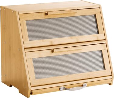 Двошаровий дерев'яний контейнер для хліба VEVOR - Brotkasten з акриловою кришкою для зберігання домашнього хліба