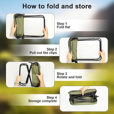 Складаний стільчик для кемпінгу, риболовлі, подорожей та саду (зелений, великий)