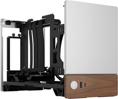 Корпус для ігрового ПК Fractal Design Terra Wood Walnut - mITX, PCIe 4.0, USB Type-C, анодований алюміній (срібло)