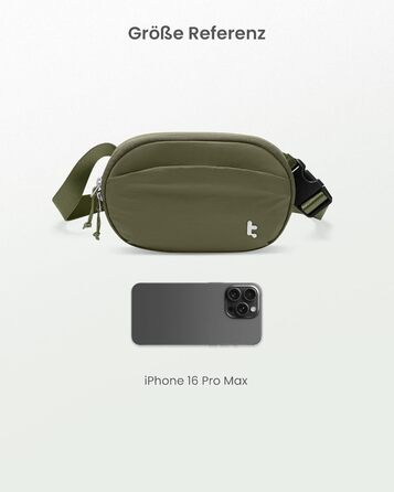 tomtoc жіноча поясна сумка, нагрудна сумка з RFID захистом, 1.5 л, зелена